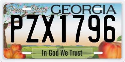 GA license plate PZX1796