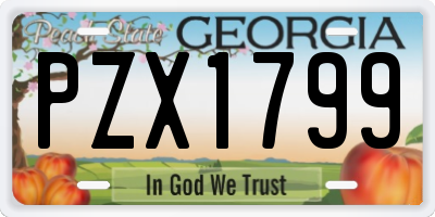 GA license plate PZX1799