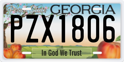 GA license plate PZX1806