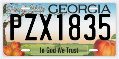 GA license plate PZX1835