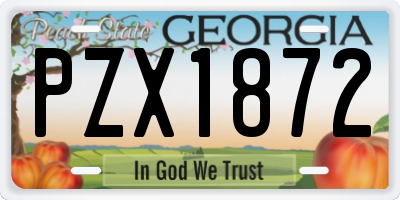 GA license plate PZX1872