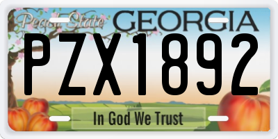 GA license plate PZX1892