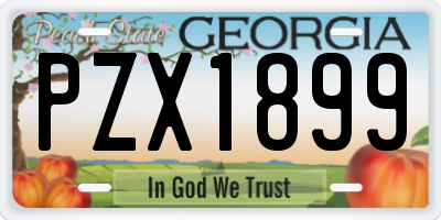GA license plate PZX1899
