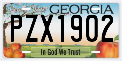 GA license plate PZX1902