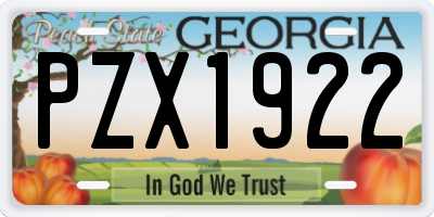 GA license plate PZX1922