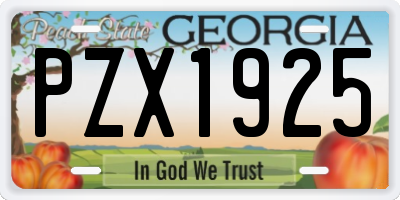GA license plate PZX1925