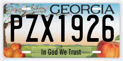 GA license plate PZX1926
