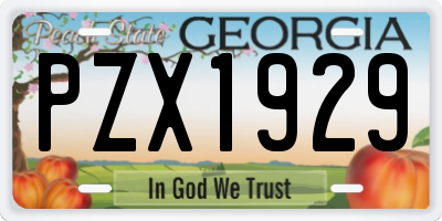 GA license plate PZX1929