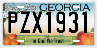 GA license plate PZX1931