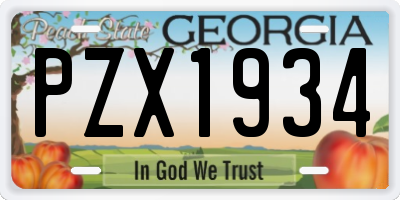 GA license plate PZX1934