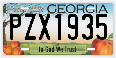 GA license plate PZX1935
