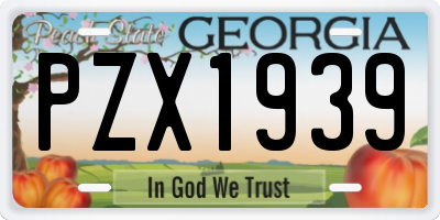 GA license plate PZX1939