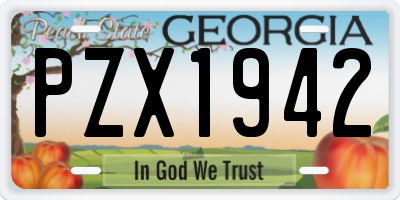 GA license plate PZX1942