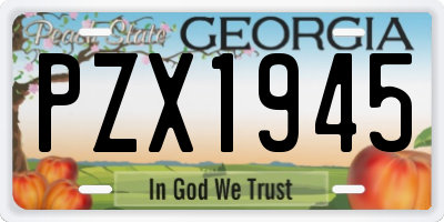 GA license plate PZX1945