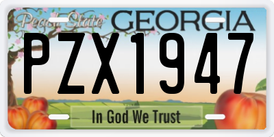 GA license plate PZX1947