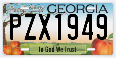 GA license plate PZX1949