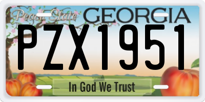GA license plate PZX1951