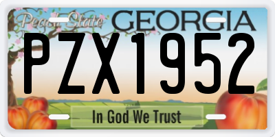 GA license plate PZX1952