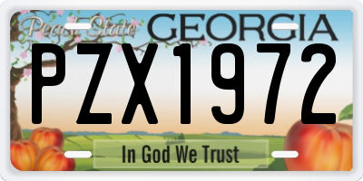 GA license plate PZX1972