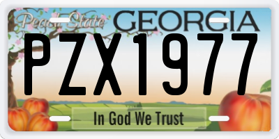 GA license plate PZX1977