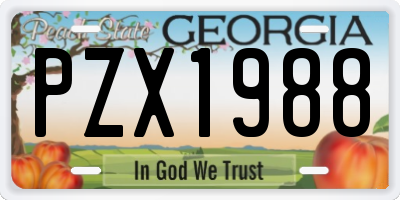GA license plate PZX1988