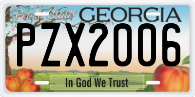 GA license plate PZX2006
