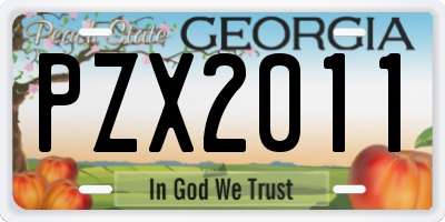 GA license plate PZX2011