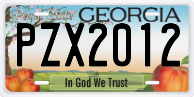 GA license plate PZX2012