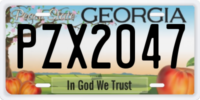 GA license plate PZX2047