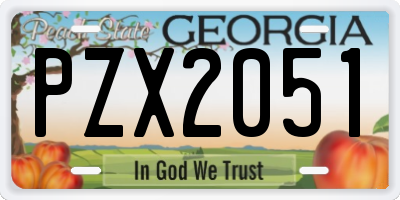 GA license plate PZX2051