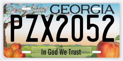 GA license plate PZX2052