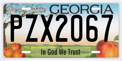 GA license plate PZX2067