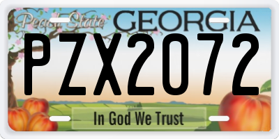 GA license plate PZX2072