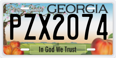 GA license plate PZX2074