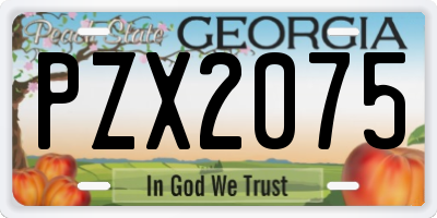 GA license plate PZX2075