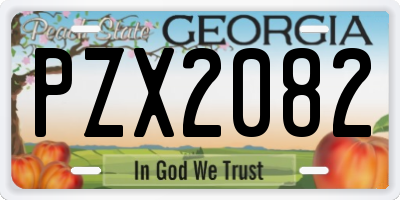 GA license plate PZX2082