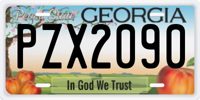 GA license plate PZX2090