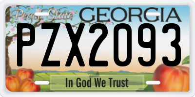 GA license plate PZX2093
