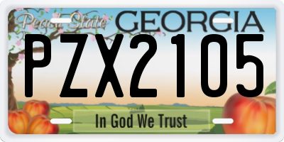 GA license plate PZX2105