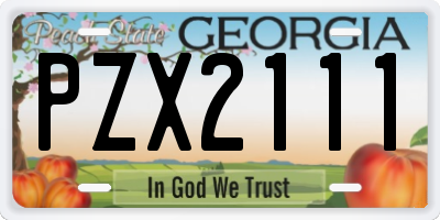 GA license plate PZX2111