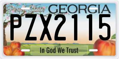 GA license plate PZX2115
