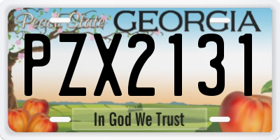 GA license plate PZX2131