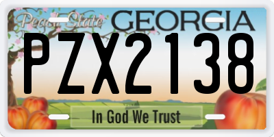 GA license plate PZX2138