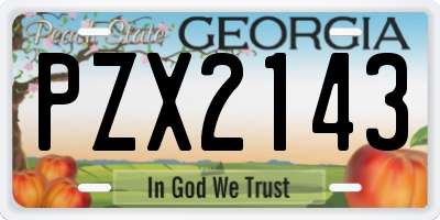 GA license plate PZX2143