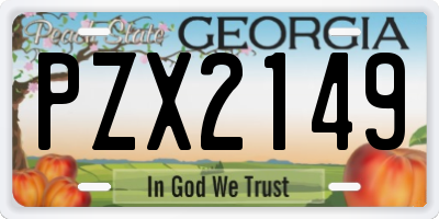 GA license plate PZX2149