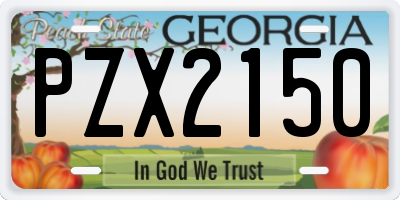 GA license plate PZX2150