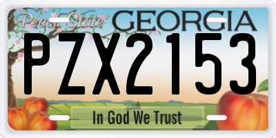 GA license plate PZX2153