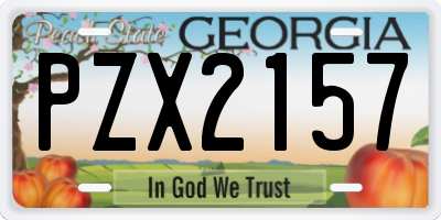 GA license plate PZX2157