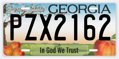 GA license plate PZX2162