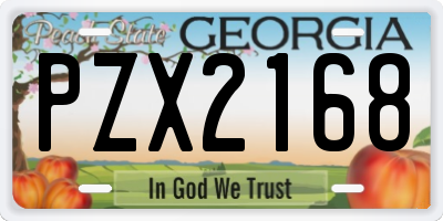 GA license plate PZX2168